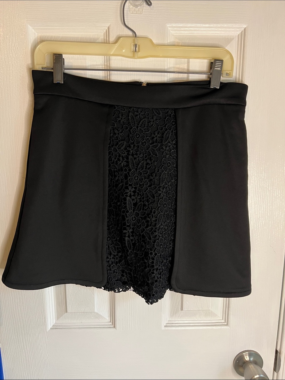 Marilyn Monroe Black Mini Skort with Lace Front Panel